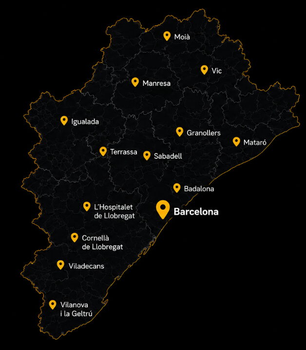 Mapa alquiler gruas torre provincia barcelona Alquiler de grúas en Cataluña
